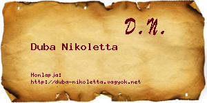 Duba Nikoletta névjegykártya
